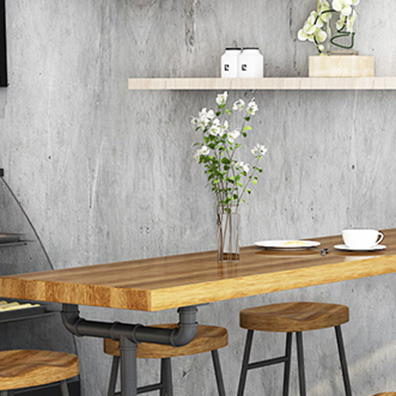 Indoor Industrial Bar Stool Table Metal and Wood Bar Dining Table