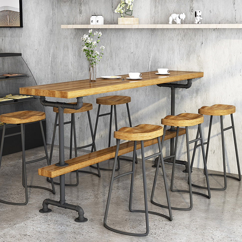 Indoor Industrial Bar Stool Table Metal and Wood Bar Dining Table