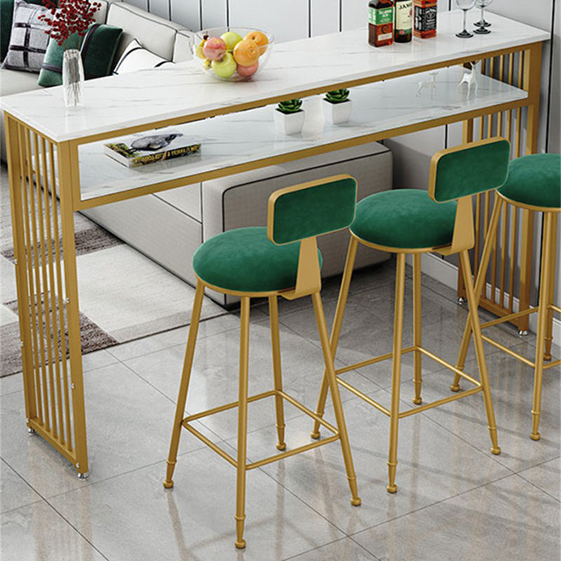 Glam Indoor Bar Stool Table Rectangle Bar Dining Table with Storage