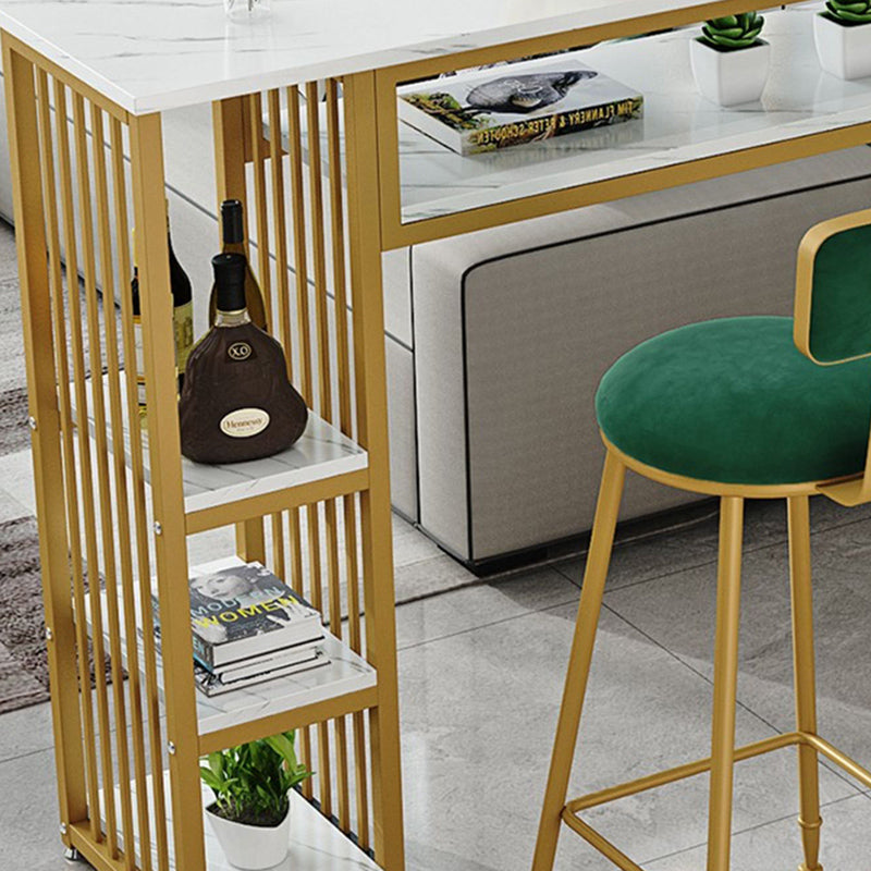 Glam Indoor Bar Stool Table Rectangle Bar Dining Table with Storage