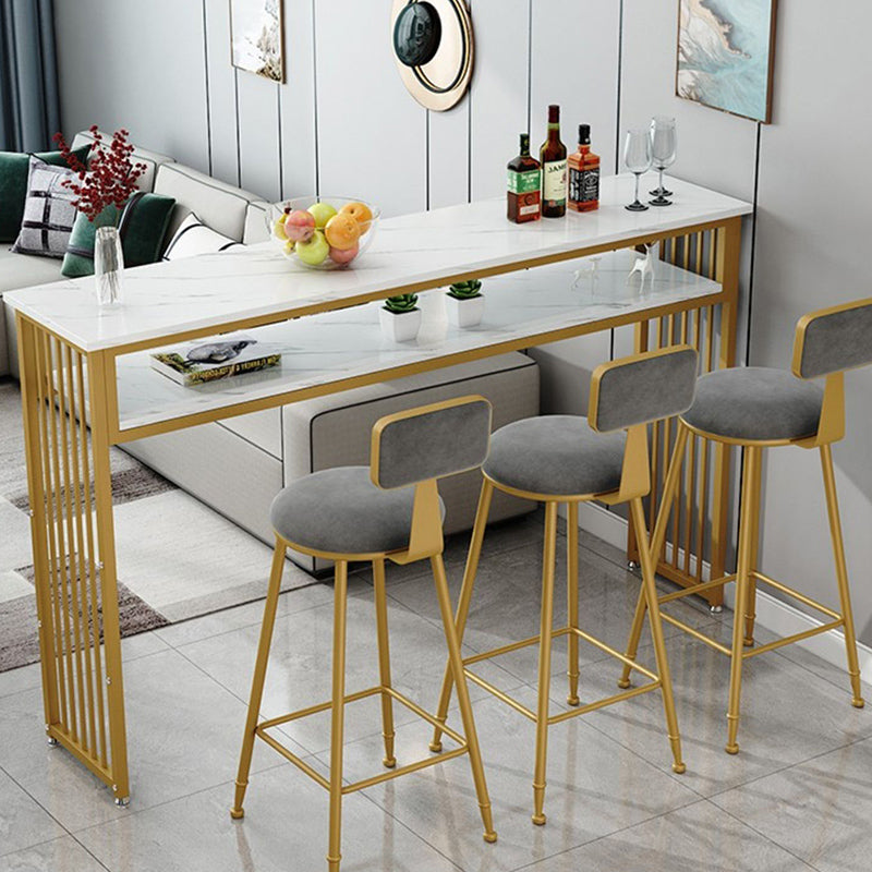 Glam Indoor Bar Stool Table Rectangle Bar Dining Table with Storage