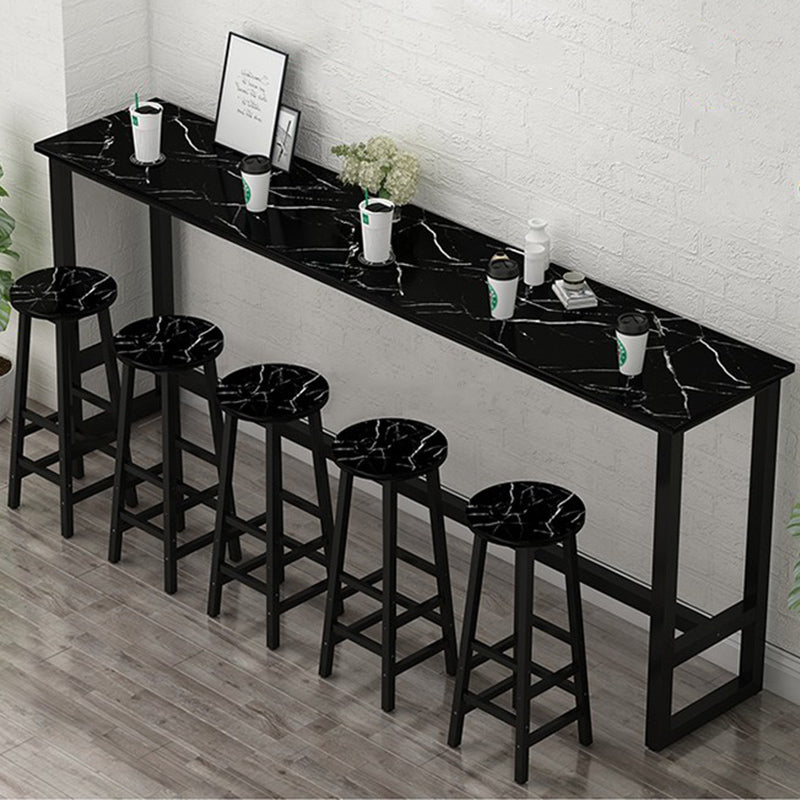 Glam Indoor Bar Stool Table Rectangle Bar Dining Table with Footrest