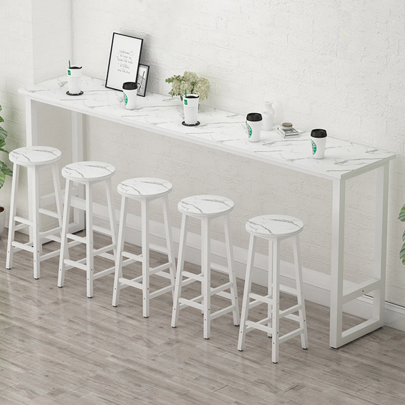 Glam Indoor Bar Stool Table Rectangle Bar Dining Table with Footrest