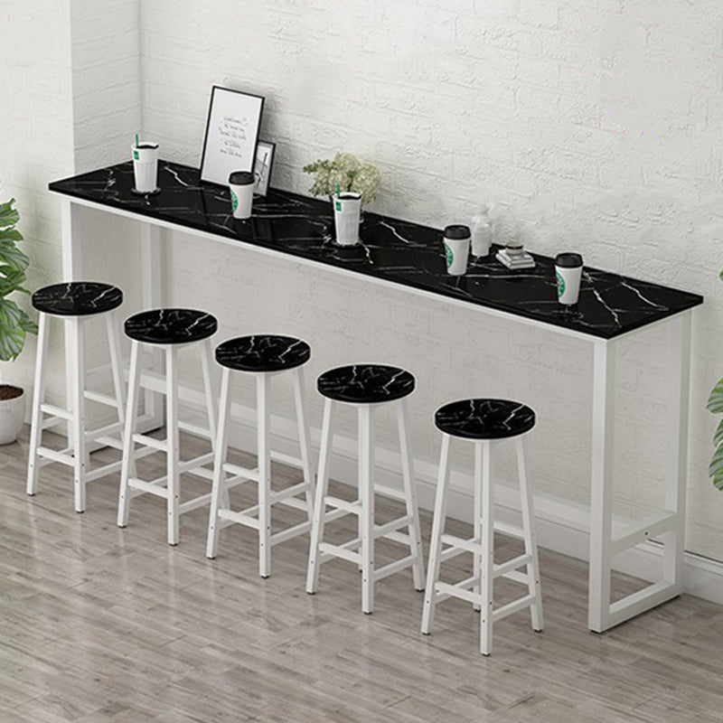 Glam Indoor Bar Stool Table Rectangle Bar Dining Table with Footrest