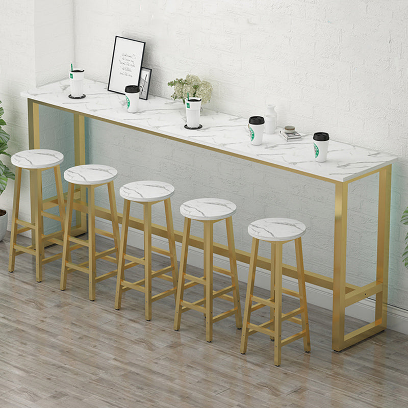 Glam Indoor Bar Stool Table Rectangle Bar Dining Table with Footrest