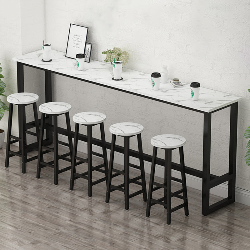 Glam Indoor Bar Stool Table Rectangle Bar Dining Table with Footrest