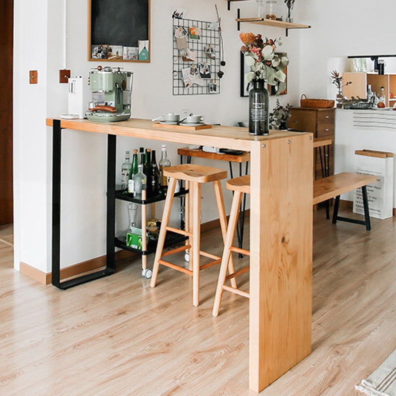 Indoor Contemporary Bar Dining Table Rectangle Wood Bar Stool Table