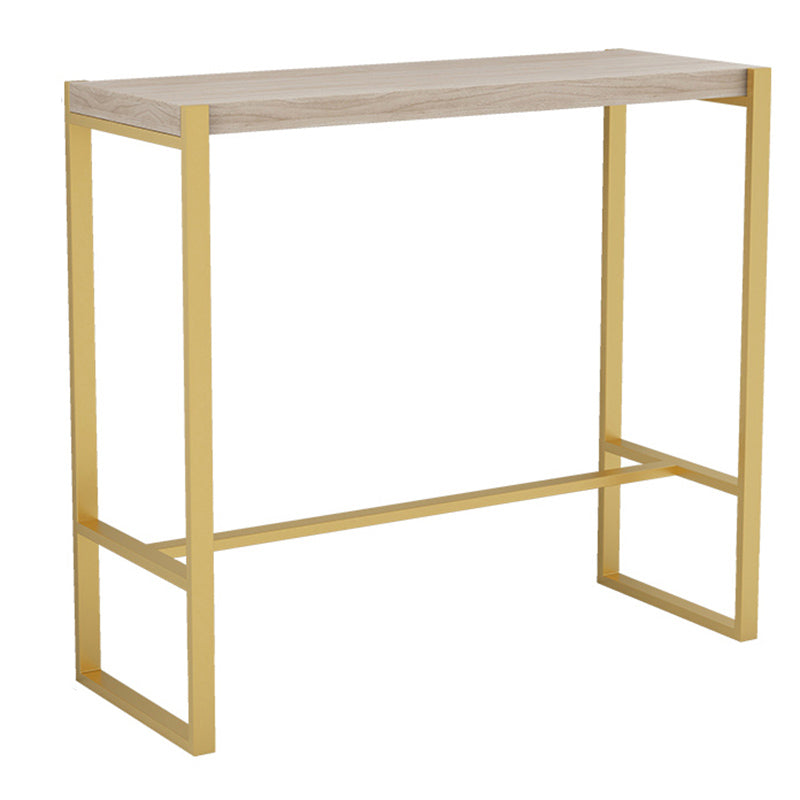 Rectangle Pine Wood Top Bistro Table Modern Pub Table with Metal Base