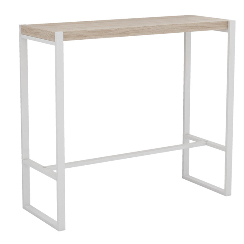 Rectangle Pine Wood Top Bistro Table Modern Pub Table with Metal Base