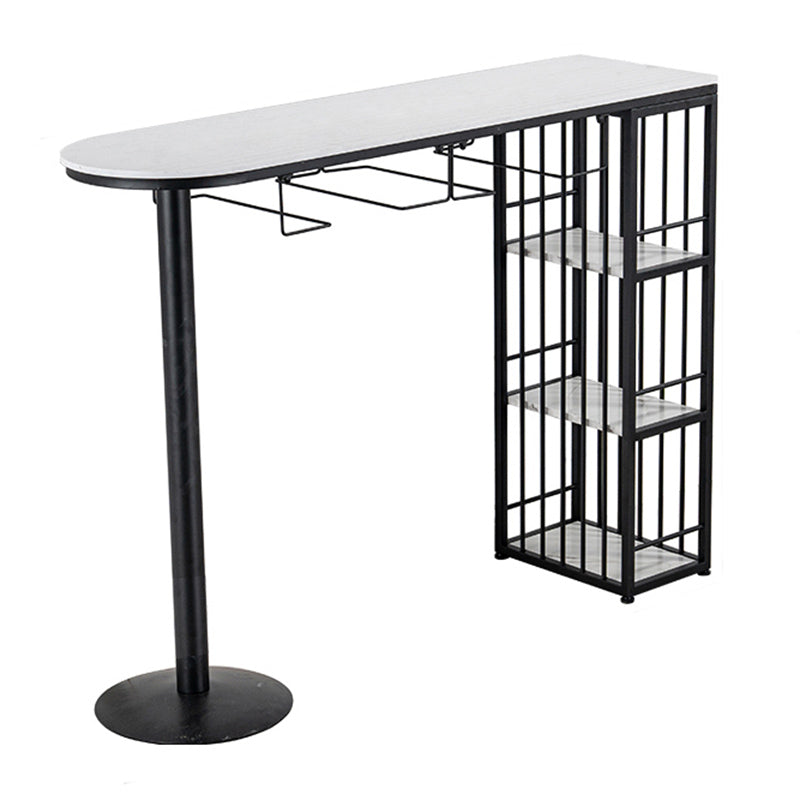 Specialty Indoor Bar Table White Modern Pub Table with Metal Storage