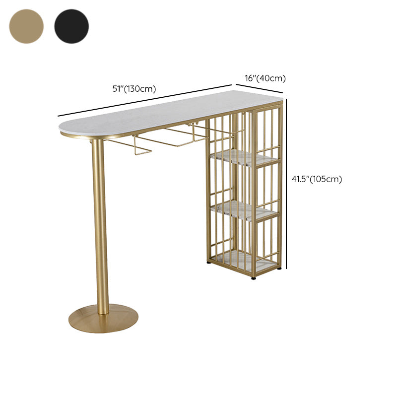 Specialty Indoor Bar Table White Modern Pub Table with Metal Storage