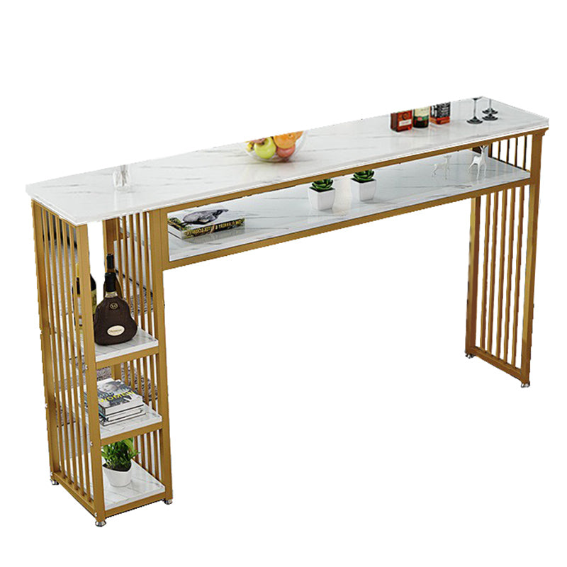 Glam Indoor Bar Dining Table Rectangle Bar Stool Table with Storage