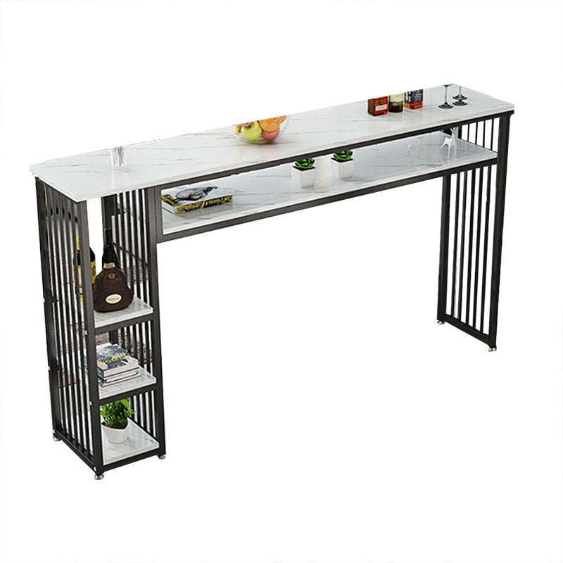 Glam Indoor Bar Dining Table Rectangle Bar Stool Table with Storage