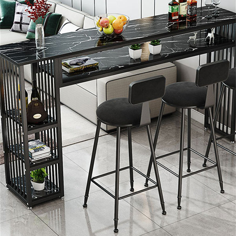 Glam Indoor Bar Dining Table Rectangle Bar Stool Table with Storage