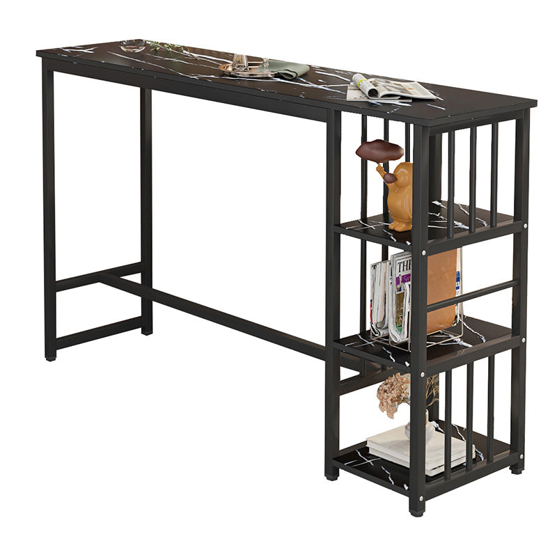 Rectangle Faux Wood Top Bistro Table Modern Pub Table with Metal Frame