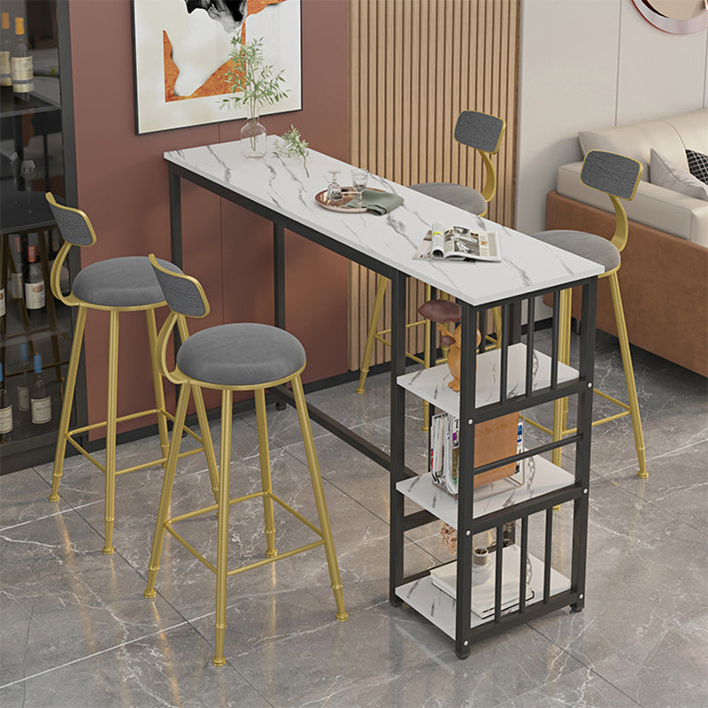 Rectangle Faux Wood Top Bistro Table Modern Pub Table with Metal Frame