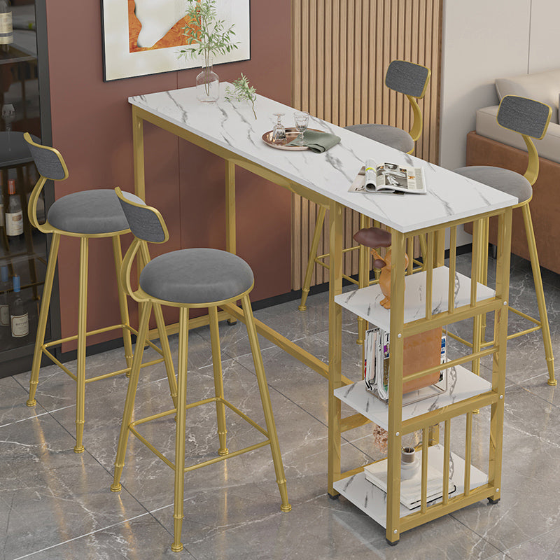 Rectangle Faux Wood Top Bistro Table Modern Pub Table with Metal Frame