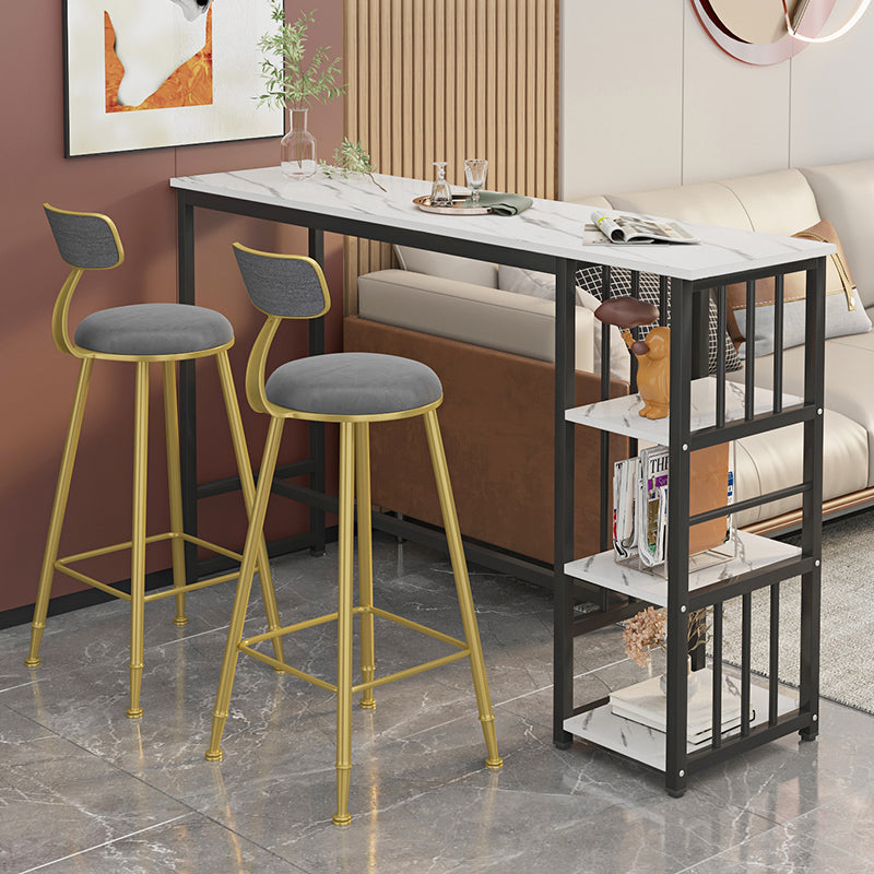 Rectangle Faux Wood Top Bistro Table Modern Pub Table with Metal Frame