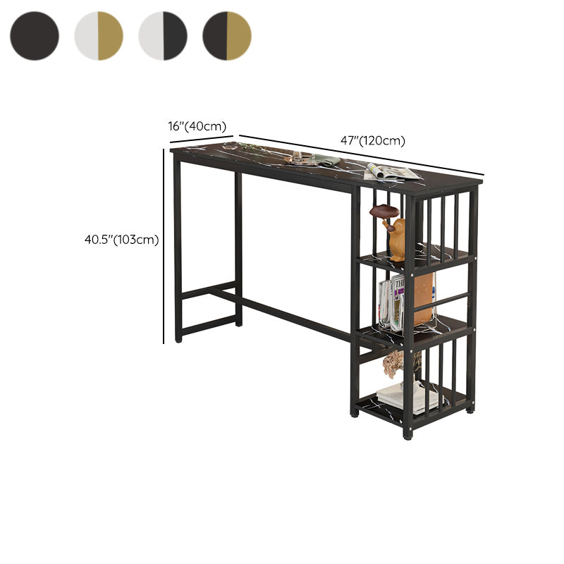 Rectangle Faux Wood Top Bistro Table Modern Pub Table with Metal Frame