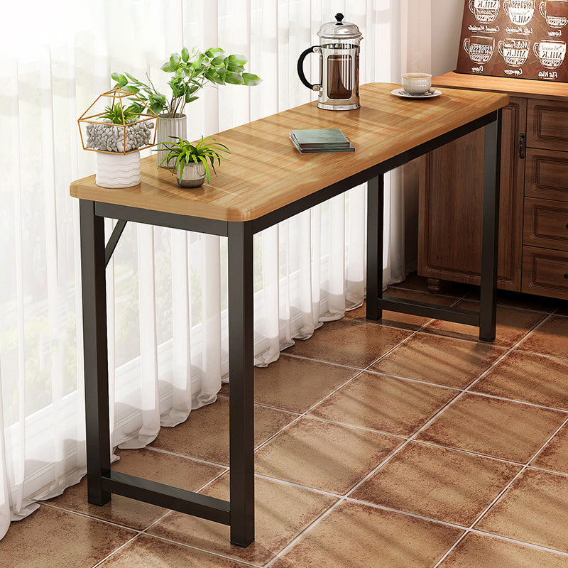 Contemporary Pub Table with Metal Frame Matte Finish Faux Wood Top Bar Table