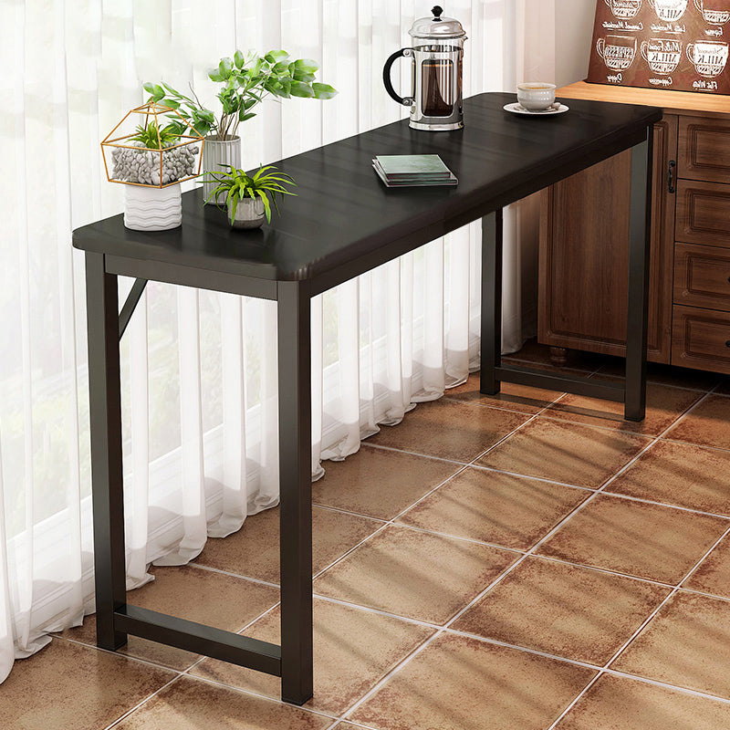 Contemporary Pub Table with Metal Frame Matte Finish Faux Wood Top Bar Table