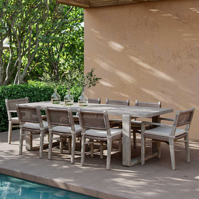 Boho Style 1/3/9 Pcs Patio Dining Table Set Wood Dining Table Set