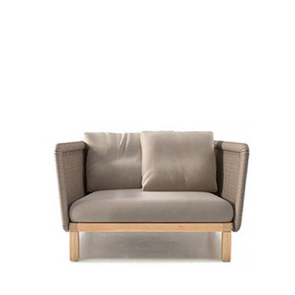 1 Piece Patio Sofa Solid Wood Outdoor Patio Sofa with Cushion