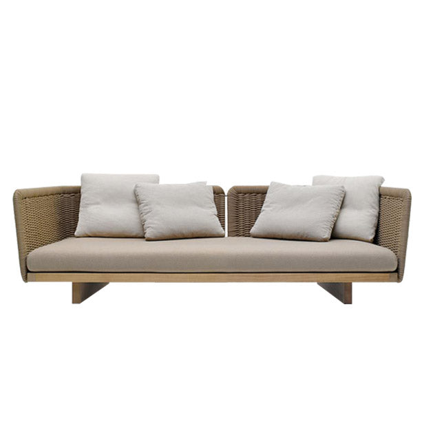 1 Piece Patio Sofa Solid Wood Outdoor Patio Sofa with Cushion