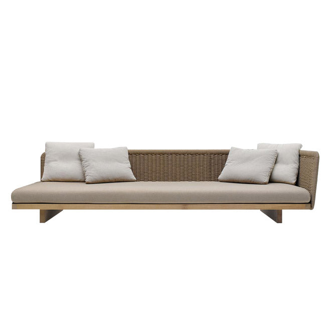 1 Piece Patio Sofa Solid Wood Outdoor Patio Sofa with Cushion