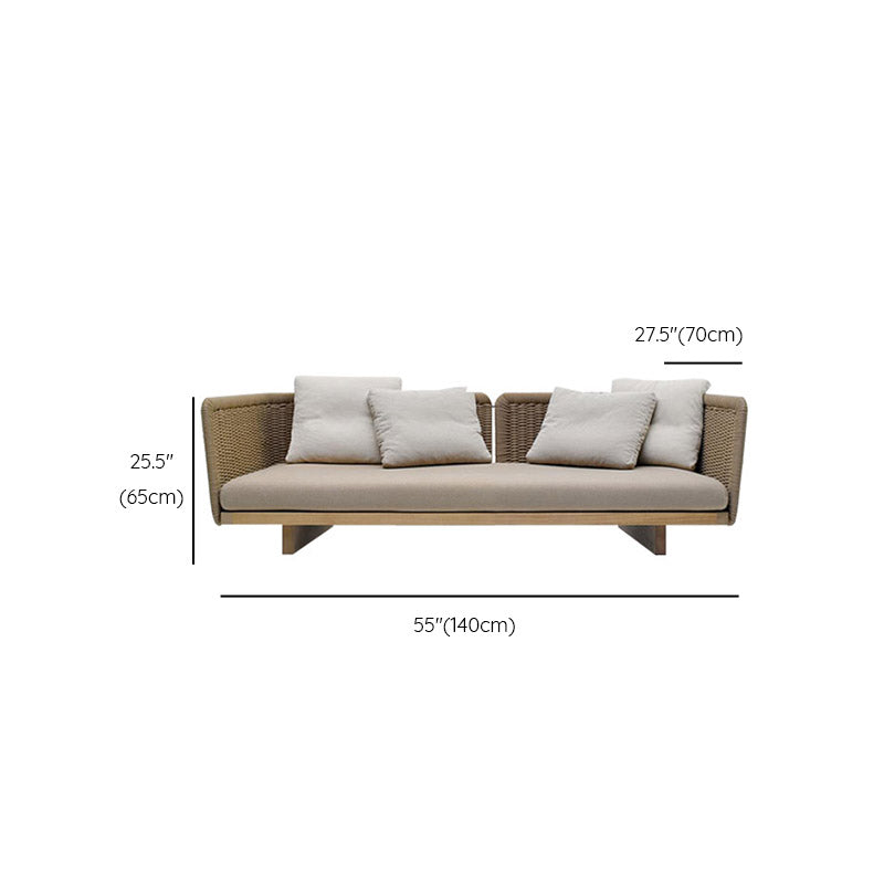 1 Piece Patio Sofa Solid Wood Outdoor Patio Sofa with Cushion