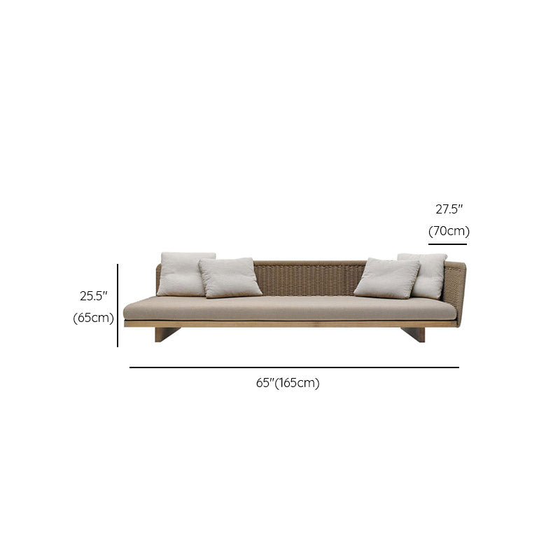 1 Piece Patio Sofa Solid Wood Outdoor Patio Sofa with Cushion
