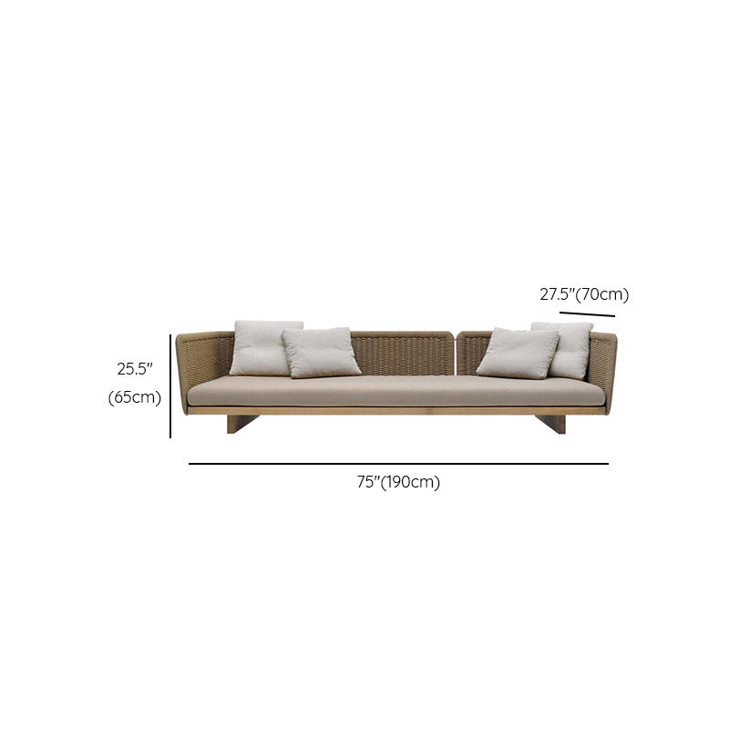 1 Piece Patio Sofa Solid Wood Outdoor Patio Sofa with Cushion