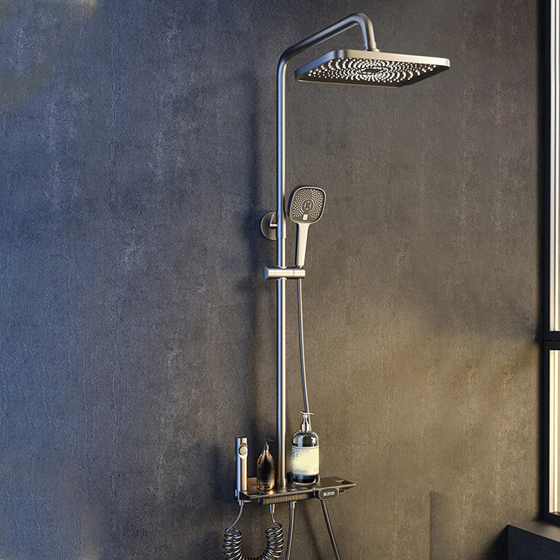 Grey Shower Set Shower Arm Wall Mounted Adjustable Spray Pattern Shower Hose Shower Set