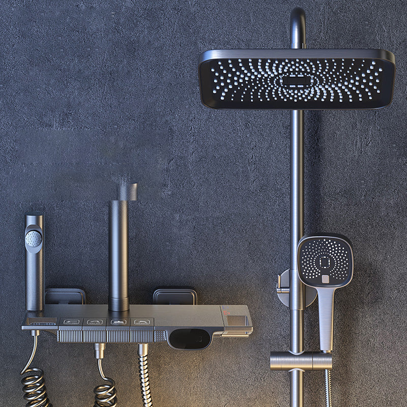 Grey Shower Set Shower Arm Wall Mounted Adjustable Spray Pattern Shower Hose Shower Set