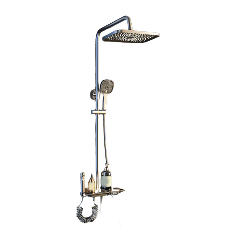 Grey Shower Set Shower Arm Wall Mounted Adjustable Spray Pattern Shower Hose Shower Set