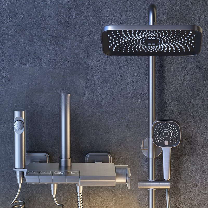 Grey Shower Set Shower Arm Wall Mounted Adjustable Spray Pattern Shower Hose Shower Set