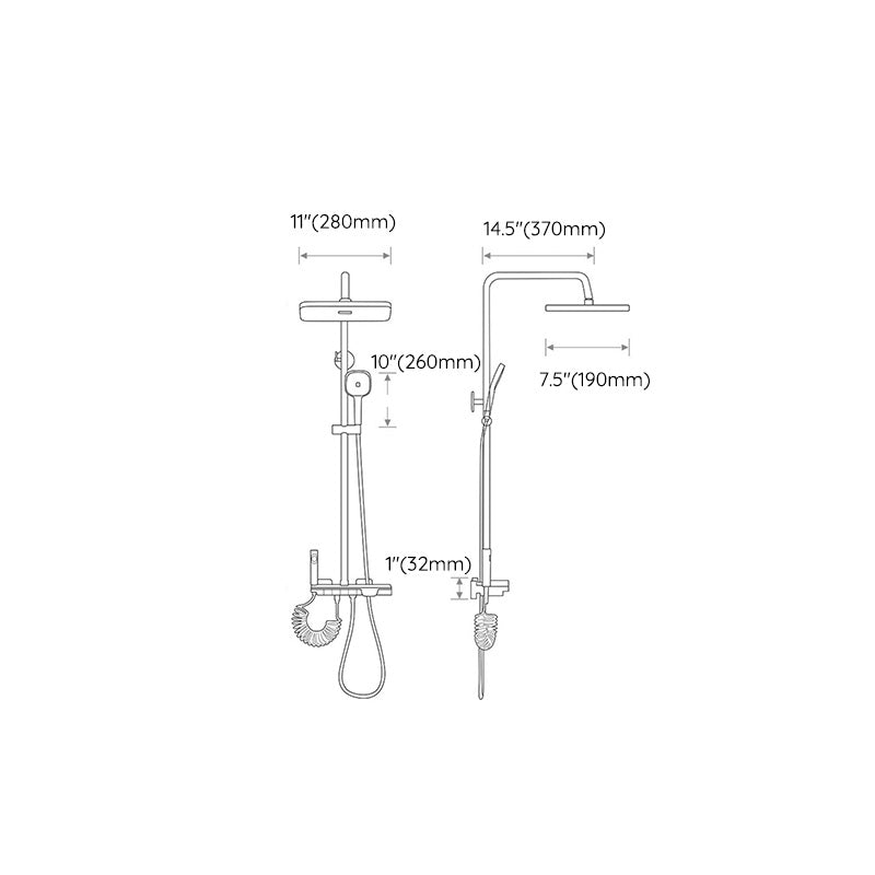 Grey Shower Set Shower Arm Wall Mounted Adjustable Spray Pattern Shower Hose Shower Set