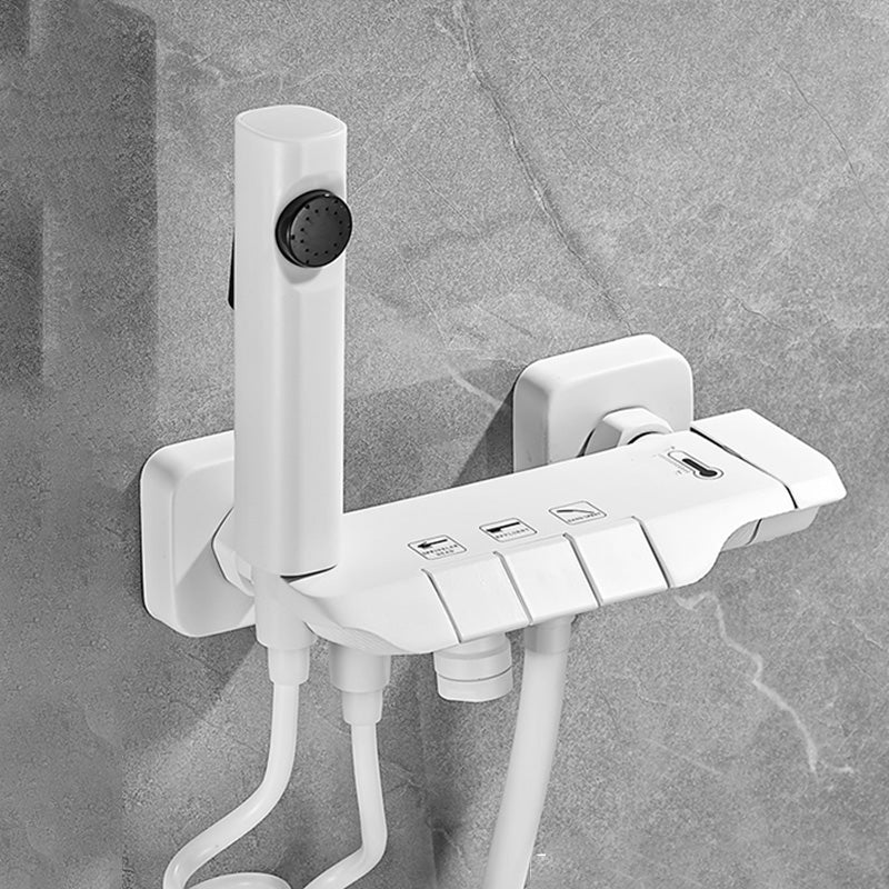 Wall Mount Shower System Grey Adjustable Spray Pattern Lever Handle Shower Hose Shower Set