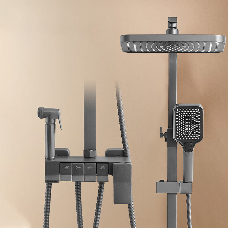 Grey Shower Set Lever Handle Shower Hose Wall-Mounted Handshower Shower Set