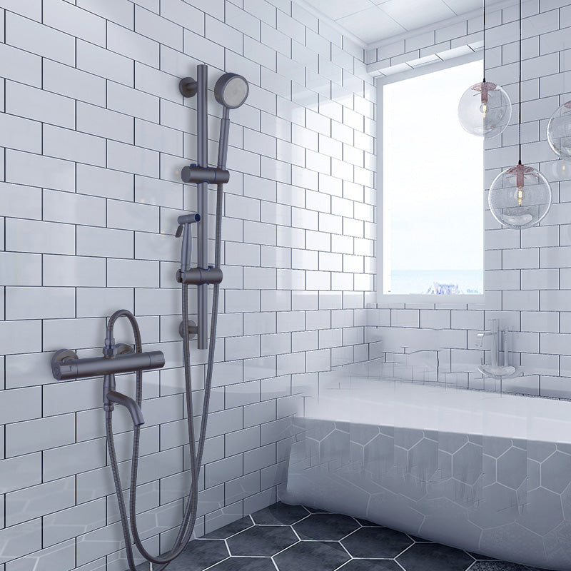 Modern Round Shower Combo Wall Mounted Included Hand Shower and Faucet