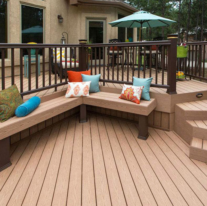 Rectangular Wood Deck Plank Nailed Installation for Outdoor Patio