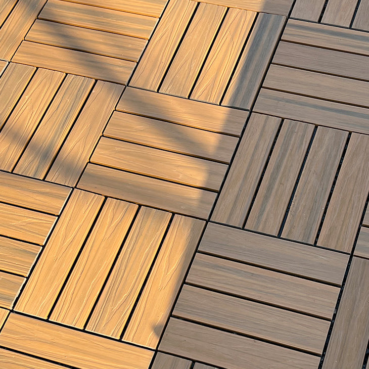 Square Snapping Patio Flooring Tiles Striped Pattern Flooring Tiles