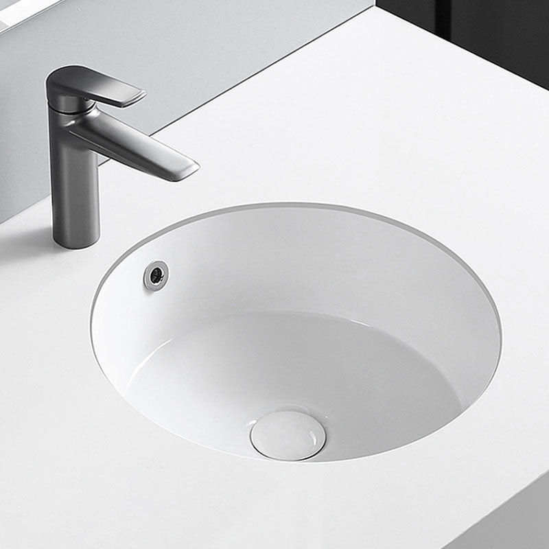 Circular Bathroom Sink Modern White Vitreous China Drop-in Bathroom Sink