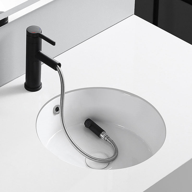 Circular Bathroom Sink Modern White Vitreous China Drop-in Bathroom Sink