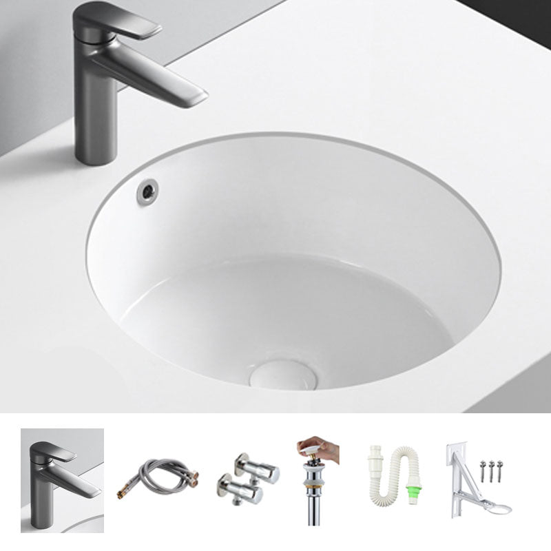 Circular Bathroom Sink Modern White Vitreous China Drop-in Bathroom Sink