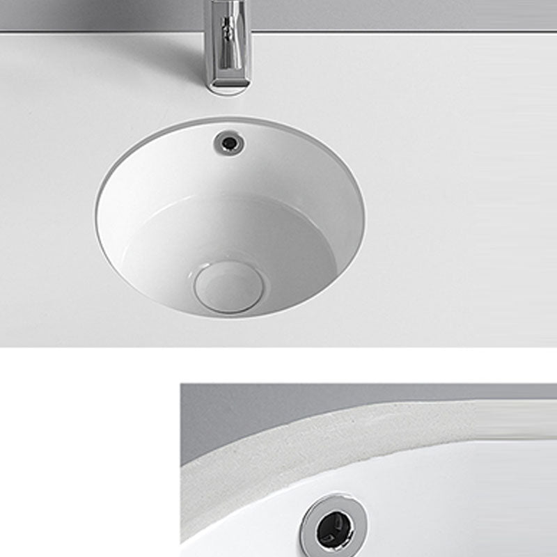Circular Bathroom Sink Modern White Vitreous China Drop-in Bathroom Sink