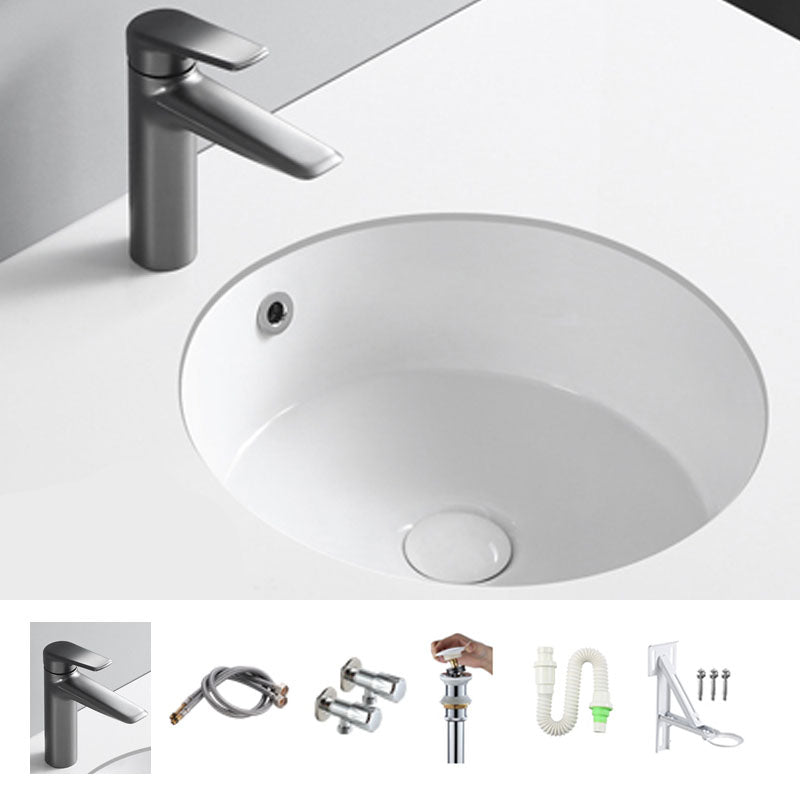 Circular Bathroom Sink Modern White Vitreous China Drop-in Bathroom Sink