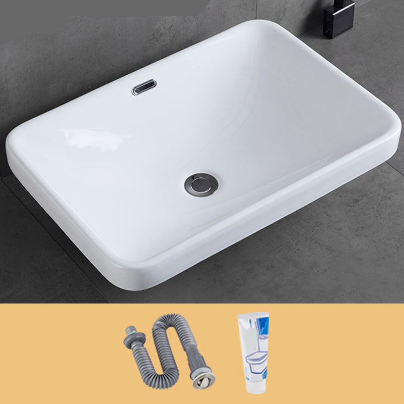 Contemporary Bathroom Sink with Overflow Porcelain Round Vessel Bathroom Sink Only