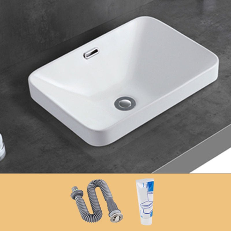 Contemporary Bathroom Sink with Overflow Porcelain Round Vessel Bathroom Sink Only