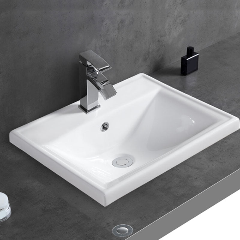 Contemporary Bathroom Sink with Overflow Porcelain Round Vessel Bathroom Sink Only